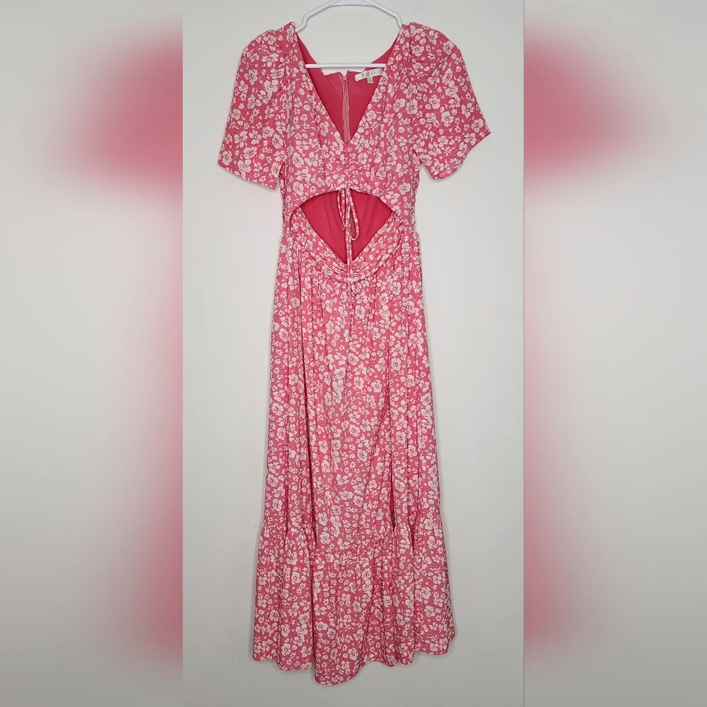 Wayf Pink Floral Cut Out Maxi Dress Small Spring Vibes Coquette Garden Party - Picture 2 of 15